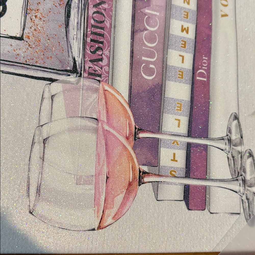 Fashion art  framed art canvas/fashion books cc bottle/flowers/wine gold frame - Picture 8 of 9